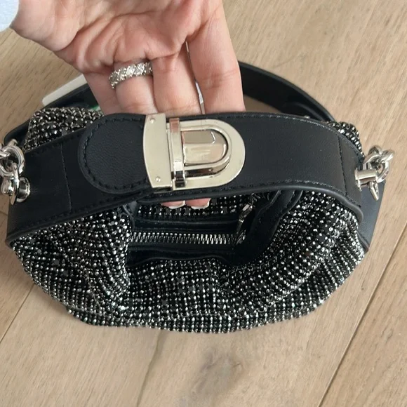 Black crystal bag with silver buckle - Picture 4 of 7
